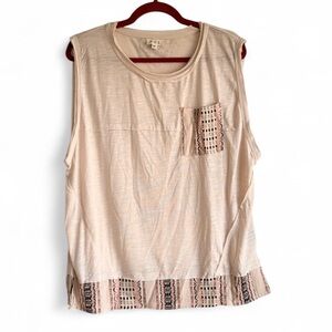 POL Beige Cotton Blend Sleeveless Shirt Size M